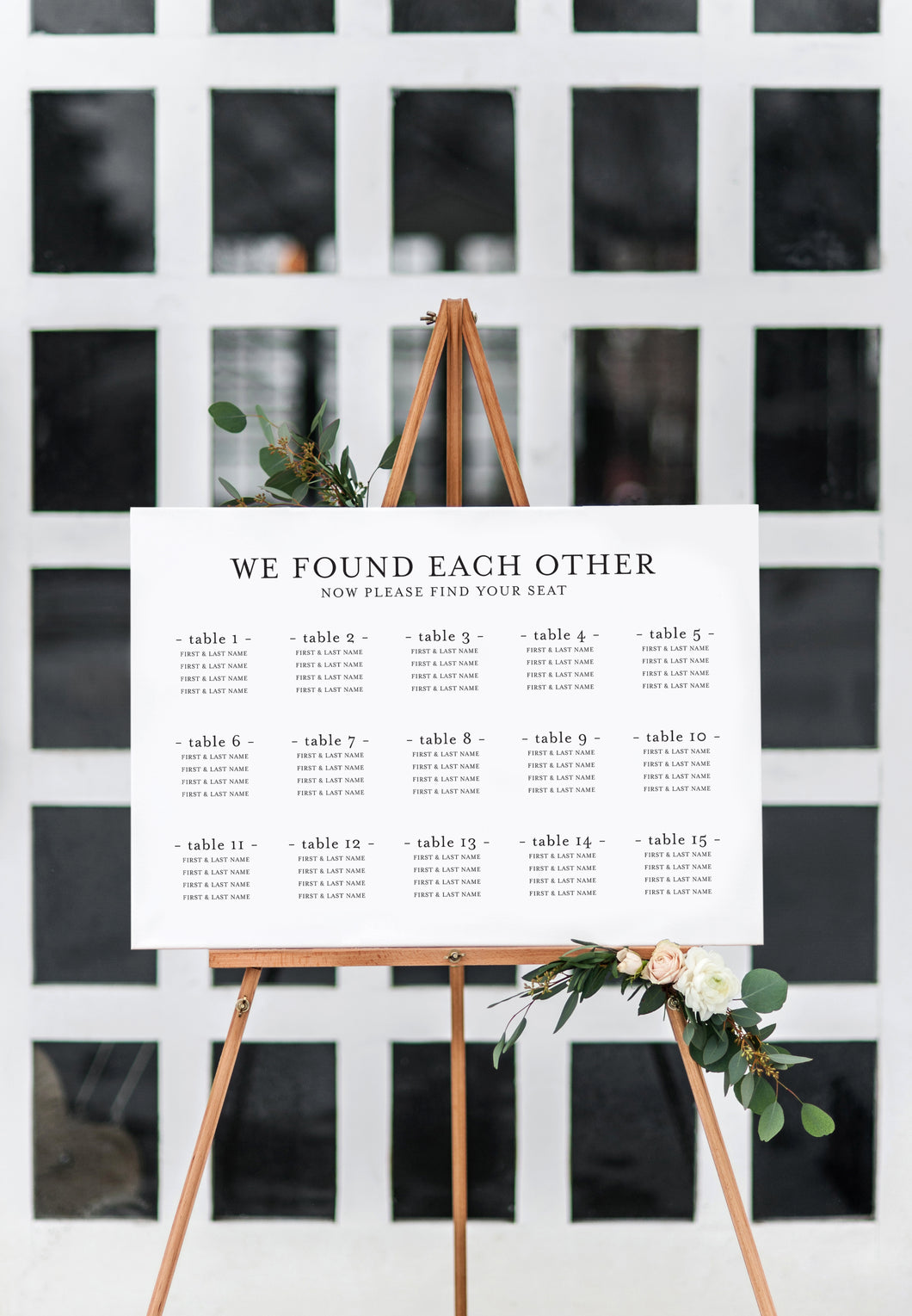 Lux Bold Type Wedding Seating Chart