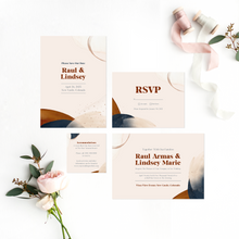Load image into Gallery viewer, Navy and Terracotta Modern Wedding Invitation Suite
