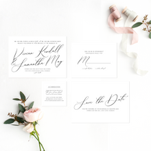 Load image into Gallery viewer, Romantic Black and White Wedding Invitation Suite
