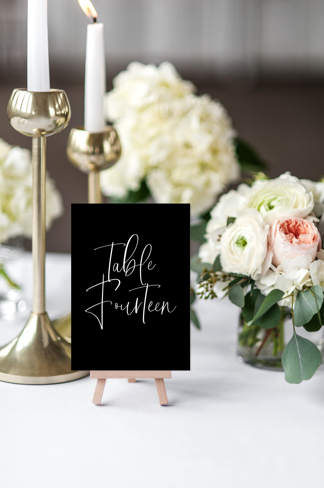 Romantic Script Black and White Wedding Table Numbers