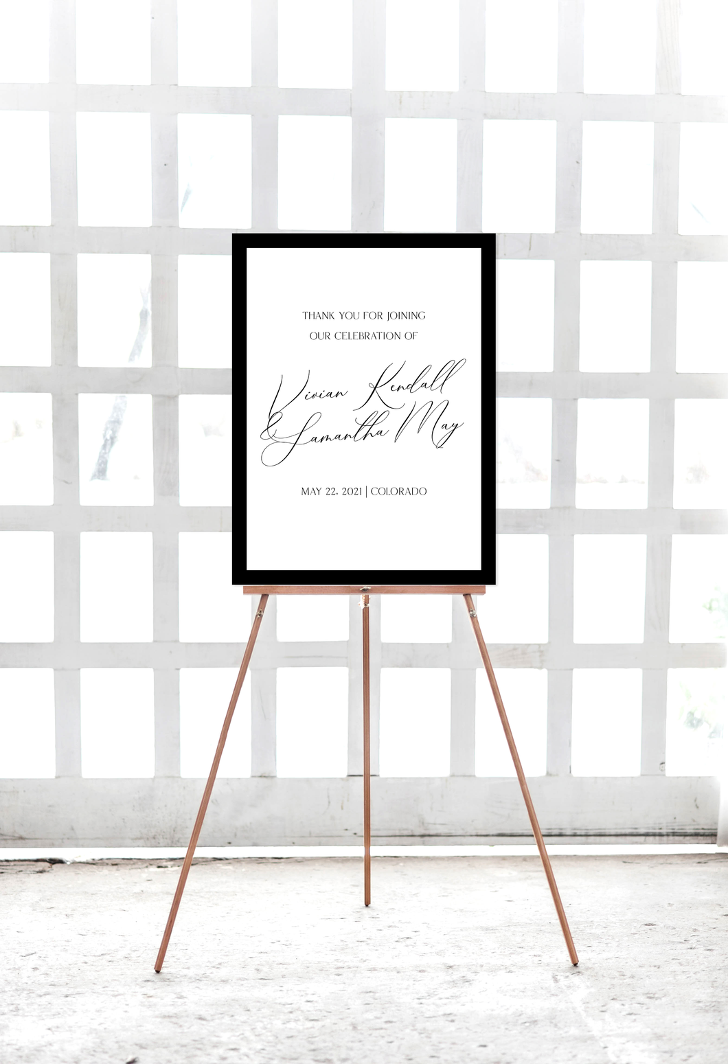Romantic Black and White Wedding Welcome Sign