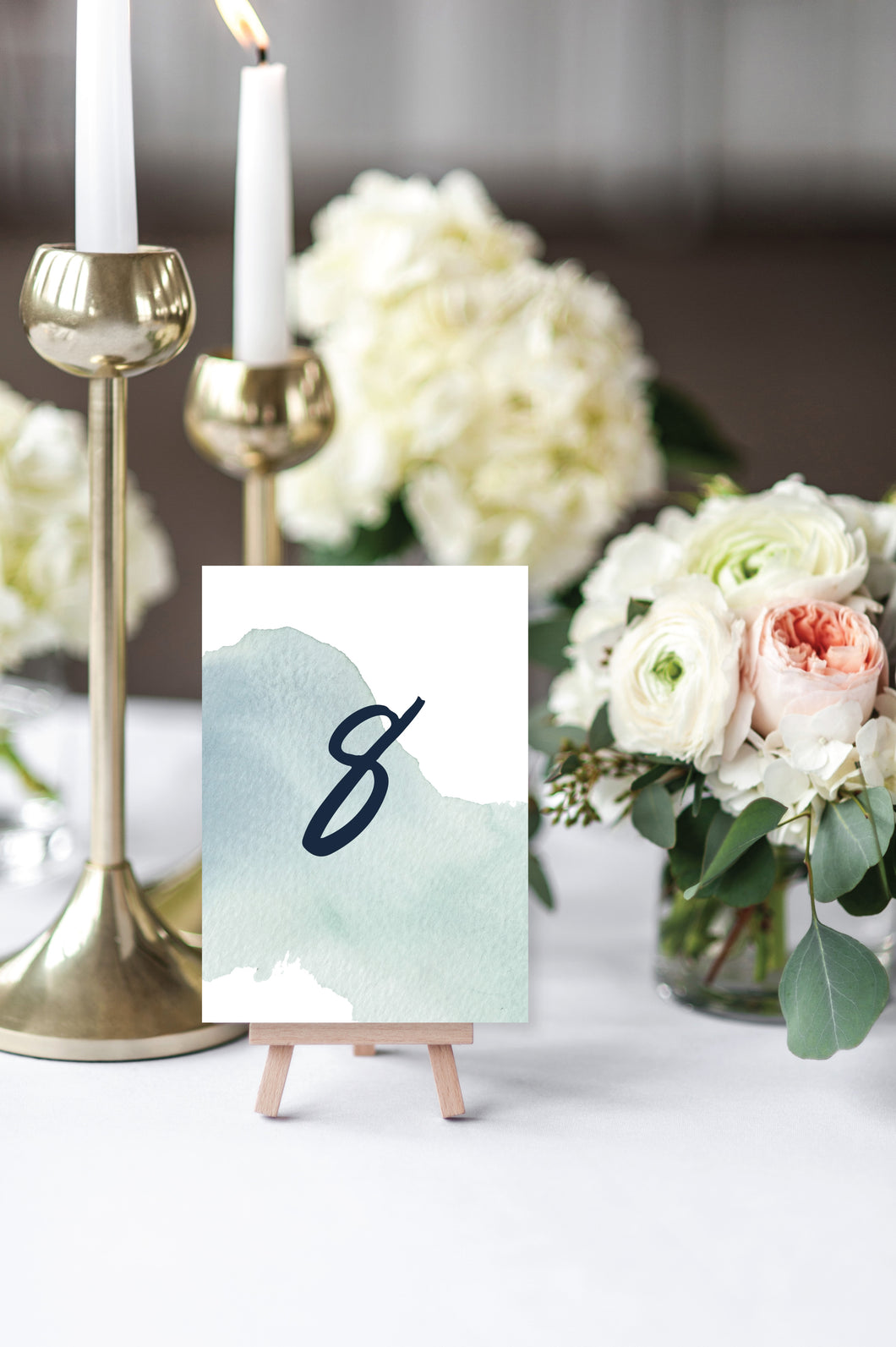 Dusty Blue Watercolor Wedding Table Numbers