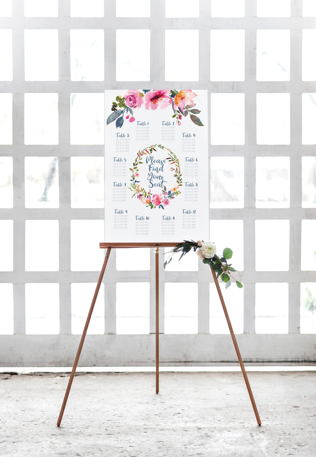Beautiful Bright Floral Wedding Seating Chart