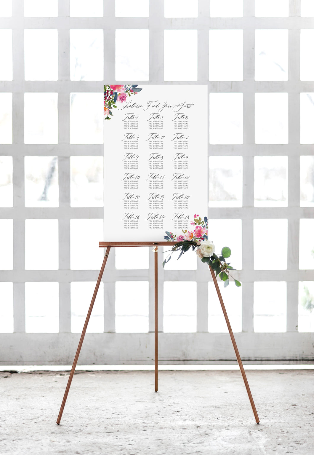 Wildflower Watercolor Wedding Seating Chart