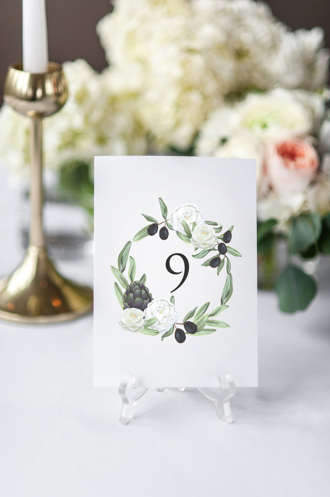 Elegant Mediterranean Wedding Table Numbers
