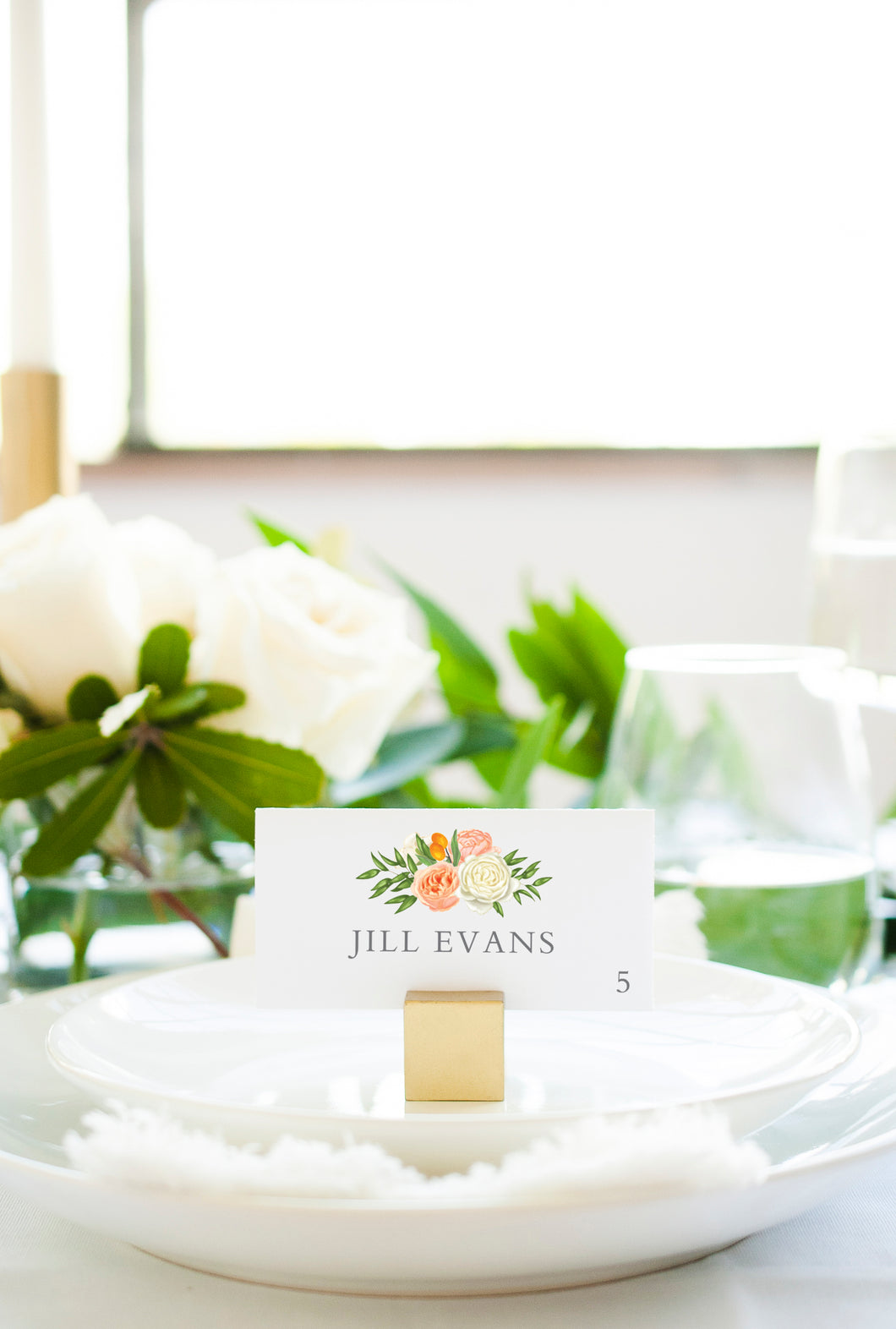 Spring Floral and Citrus Wedding Place Cards