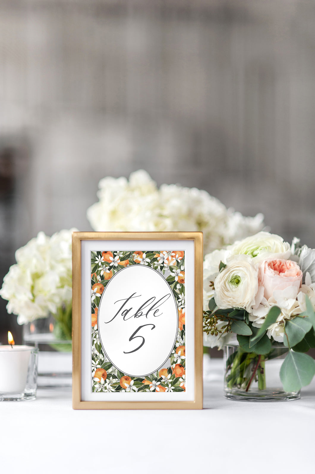 Romantic Orange and Green Wedding Table Numbers