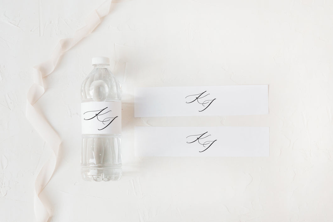 Romantic Minimalistic Wedding Water Bottle Labels