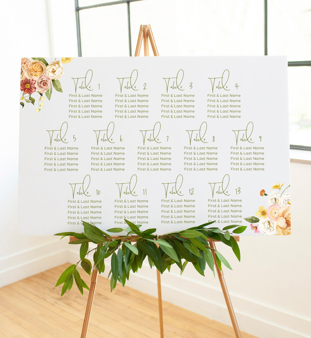 Floral Dream Wedding Seating Chart