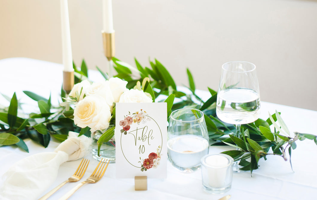 Wildflower Wedding Table Number