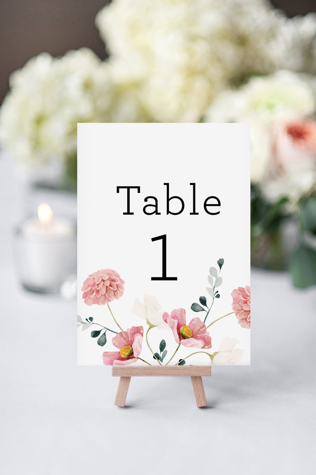 Sweet Pink Floral Wedding Table Numbers