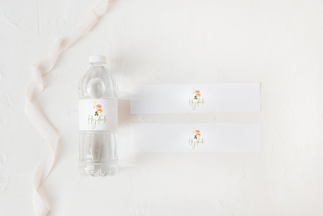 Floral Dream Wedding Water Bottle Label