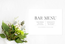 Load image into Gallery viewer, Elegant Black and White Wedding Bar Menu
