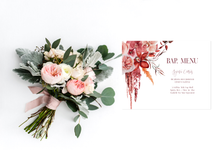 Load image into Gallery viewer, Romantic Pink and Maroon Floral Wedding Bar Menu

