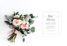 Load image into Gallery viewer, Classic Black and White Wedding Bar Menu
