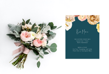 Load image into Gallery viewer, Navy and Floral Wedding Bar Menu
