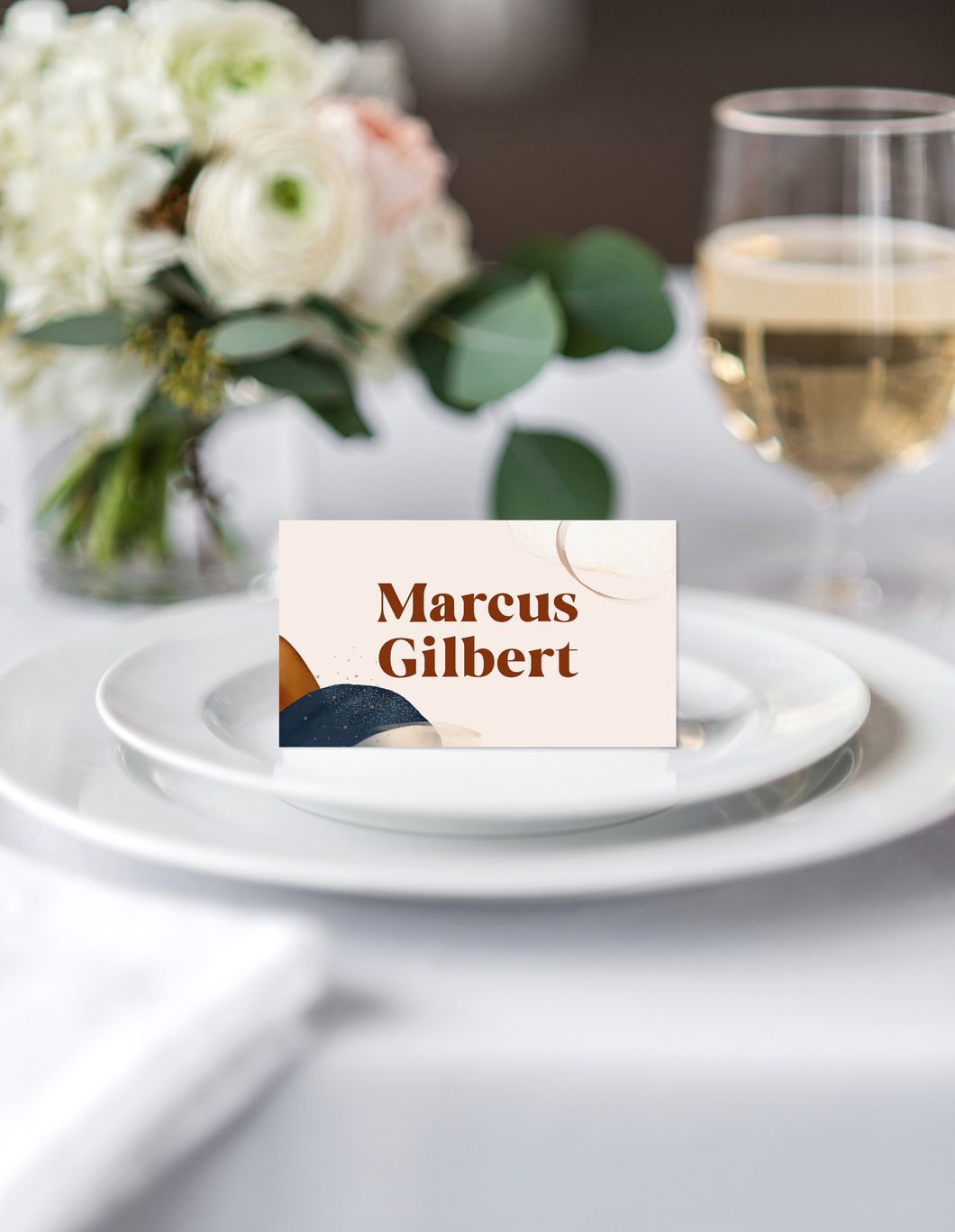 Navy and Terracotta Modern Wedding Place Cards