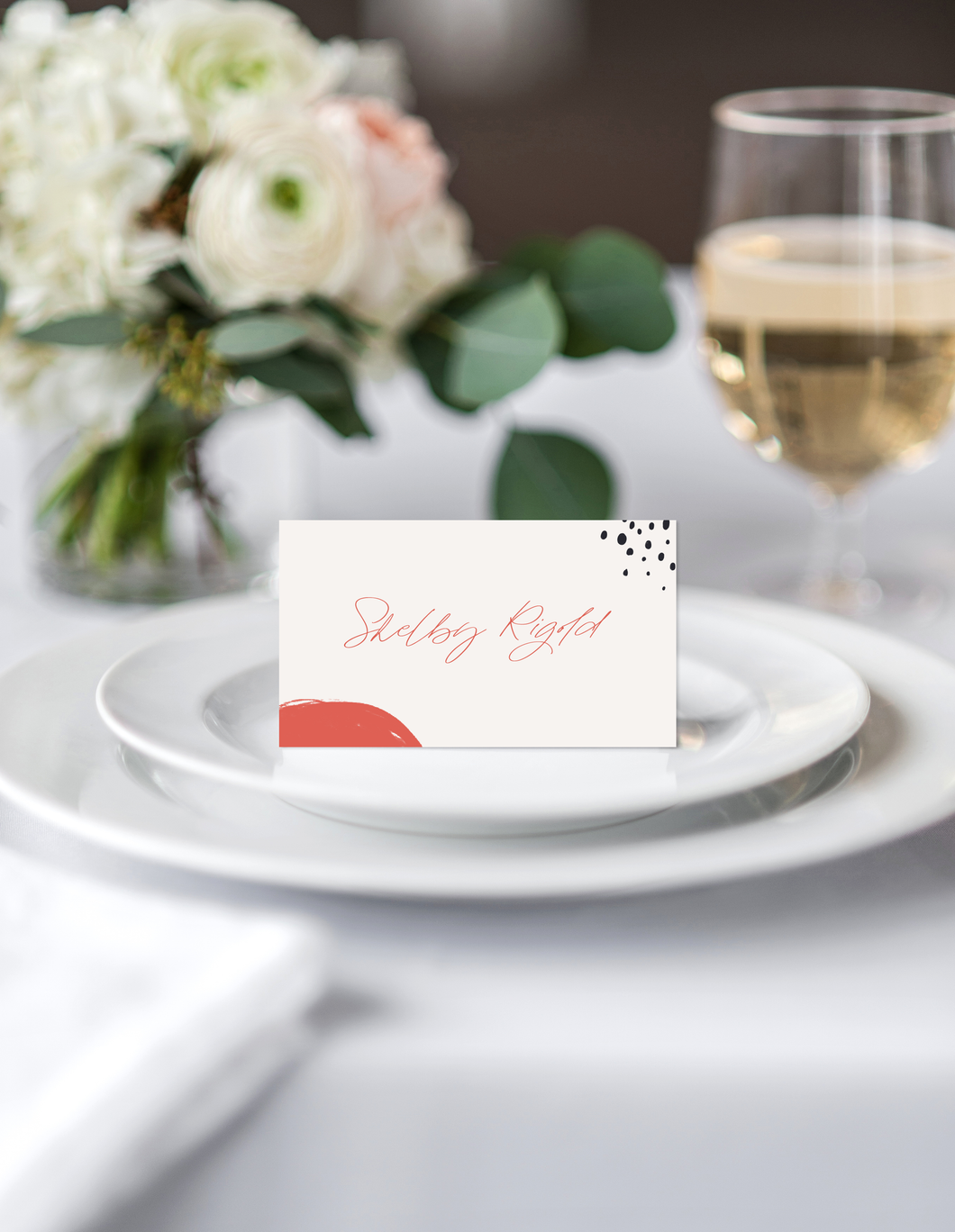 Pink and Blue Modern Wedding Place Cards
