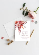 Load image into Gallery viewer, Romantic Pink and Maroon Floral Wedding Invitation Suite
