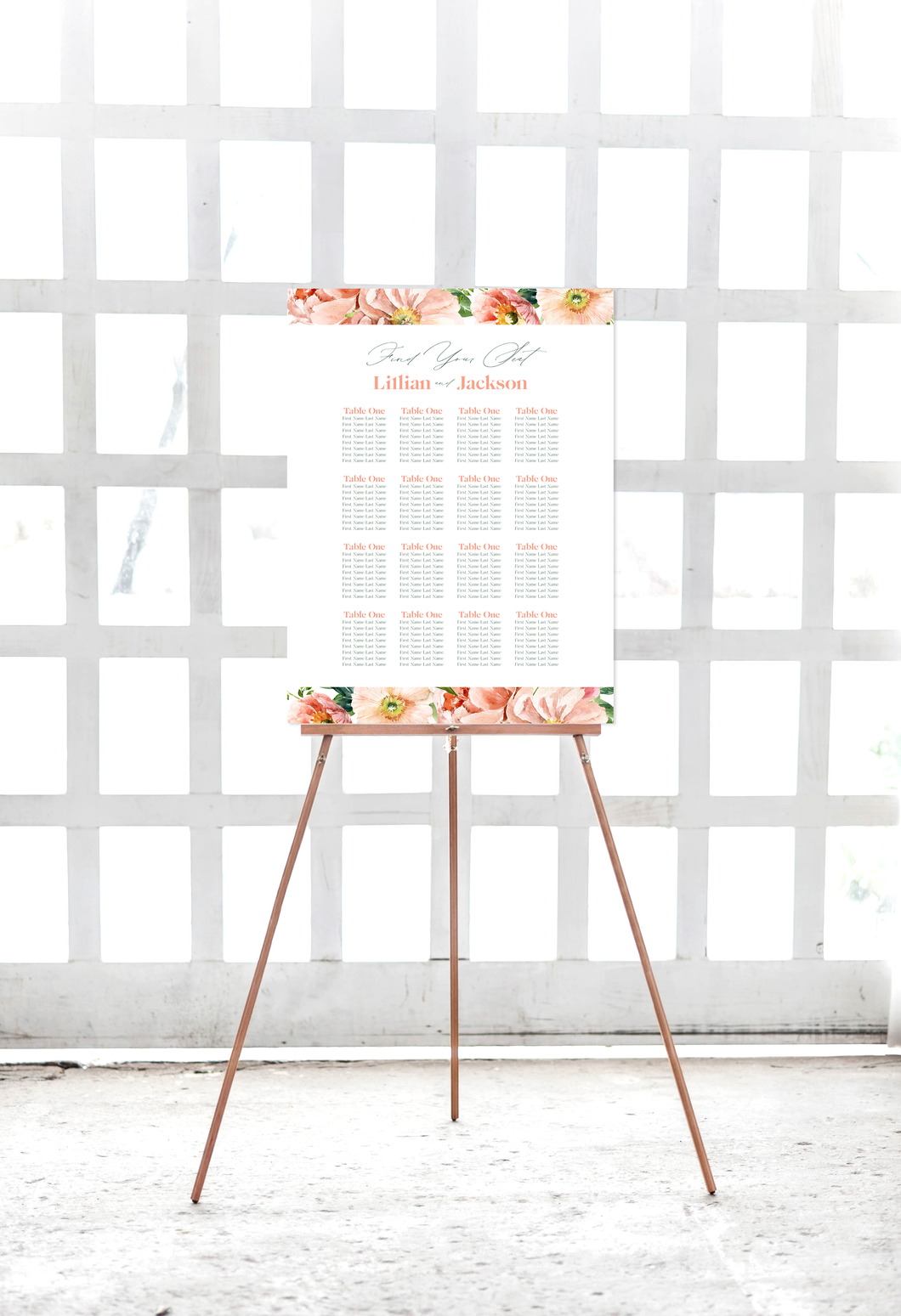 Garden Floral Wedding Seating Chart