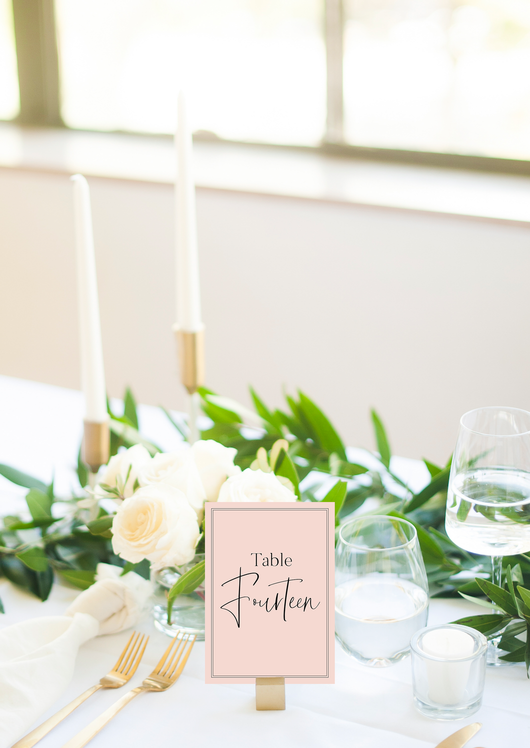 Elegant Blush Wedding Table Numbers