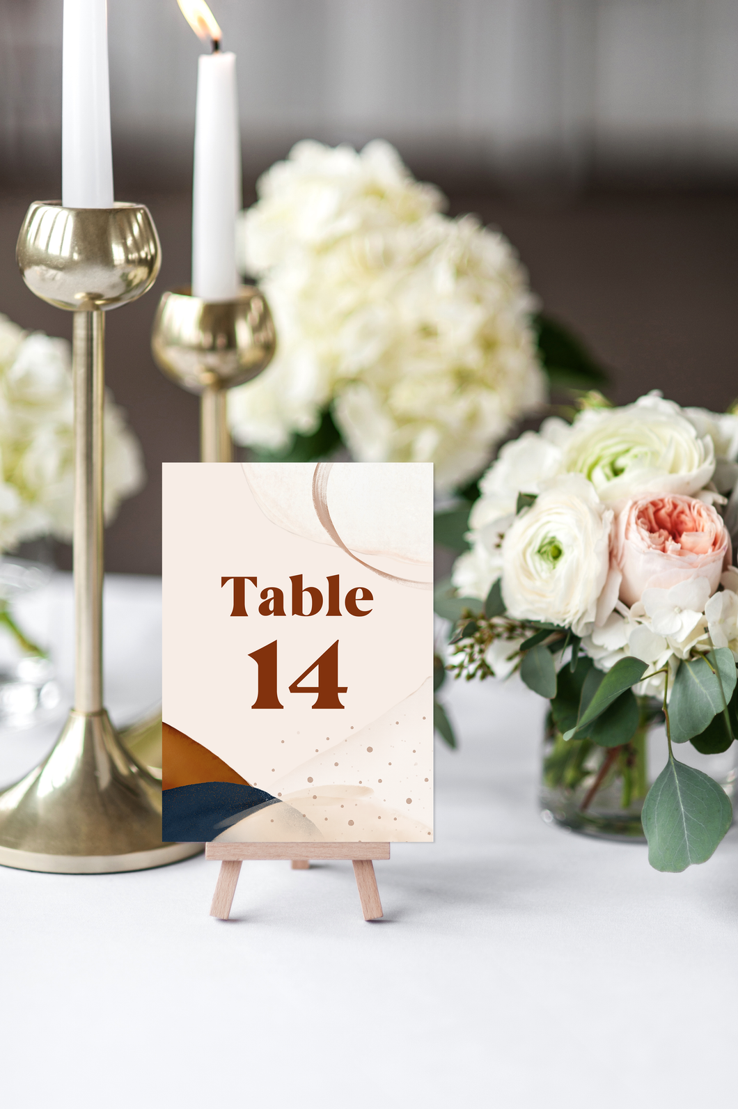 Navy and Terracotta Modern Wedding Table Numbers