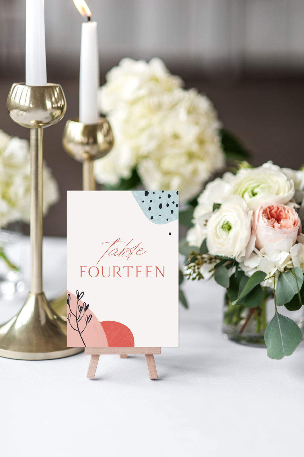 Pink and Blue Modern Wedding Table Numbers