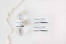 Load image into Gallery viewer, Elegant Navy Blue Wedding Water Bottle Labels
