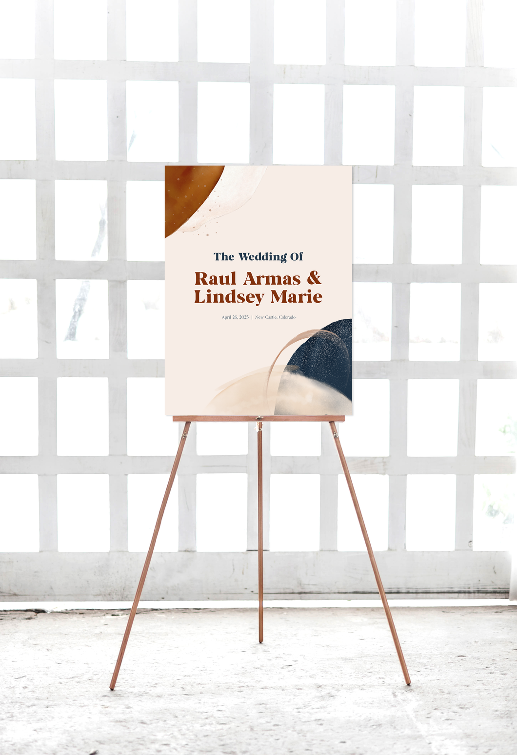 Navy and Terracotta Wedding Welcome Sign