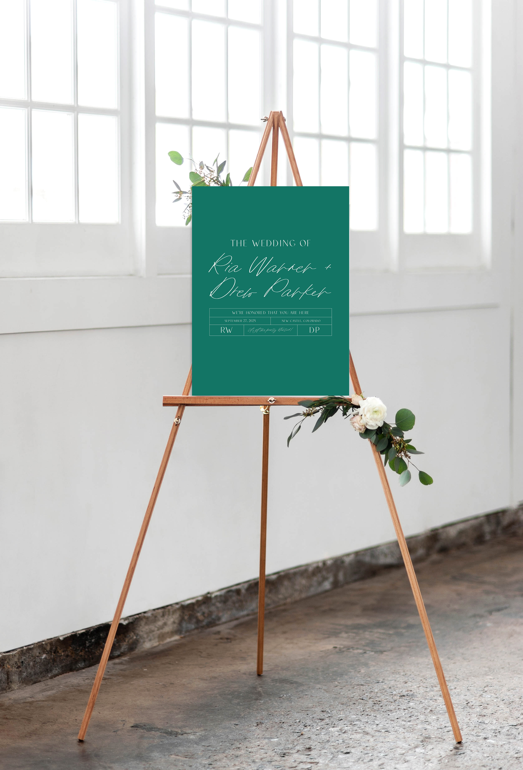 Elegant Emerald Wedding Welcome Sign