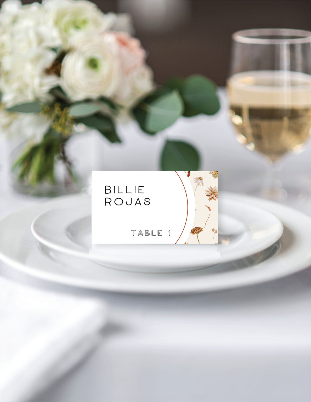 Fall Floral Wedding Place Cards