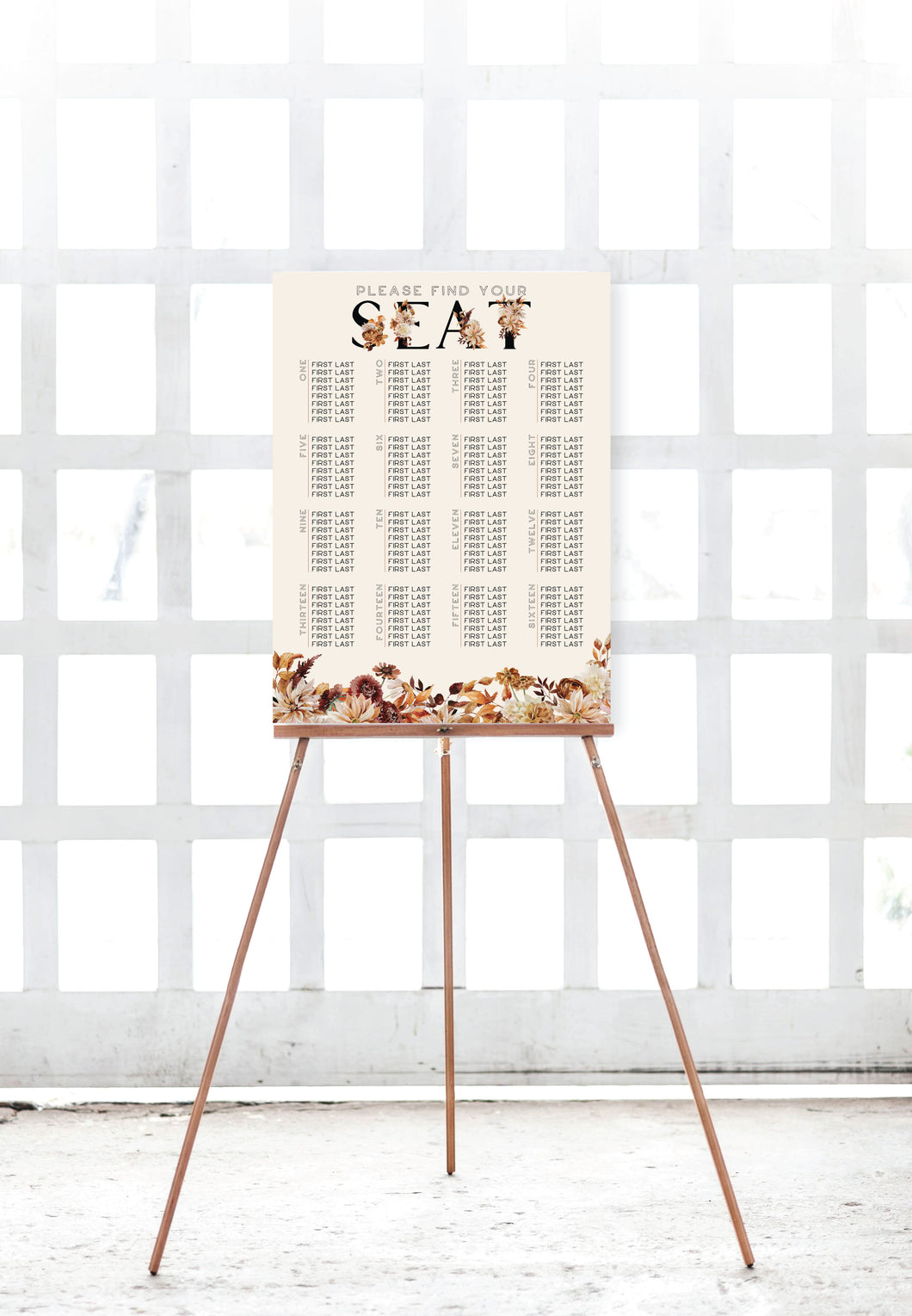 Fall Floral Wedding Seating Chart