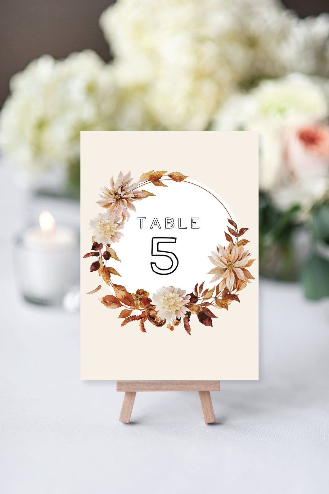 Fall Floral Wedding Table Numbers