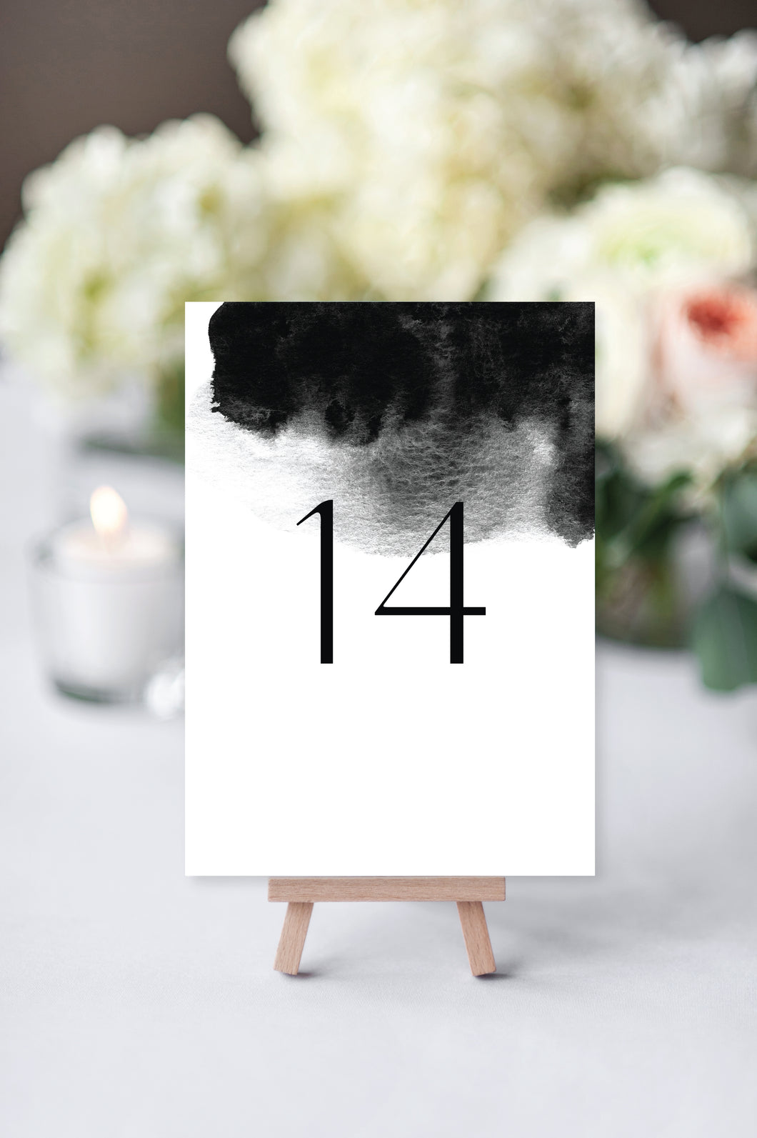 Minimalist Chic Black and White Wedding Table Numbers