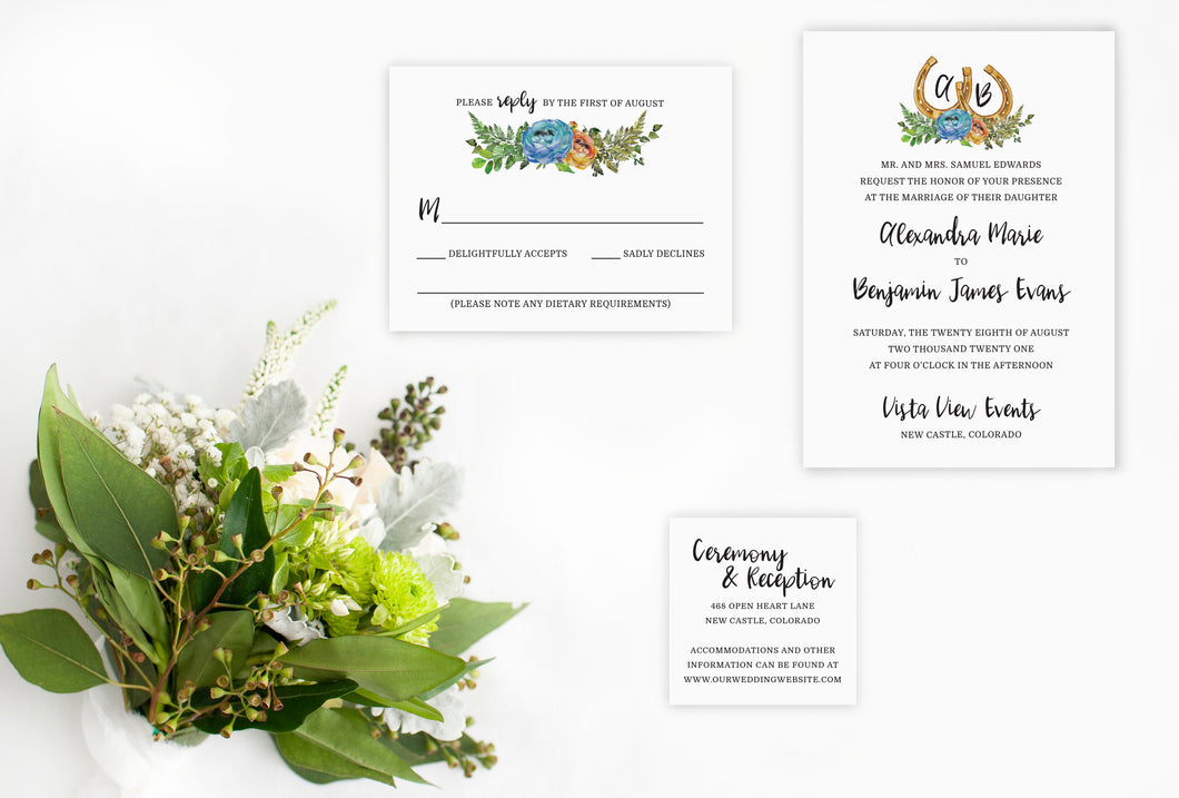 Country Floral Wedding Invitation Suite