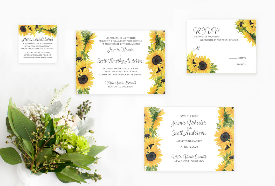 Sunflower Dreams Wedding Invitation Suite