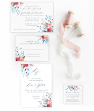 Load image into Gallery viewer, Bold Summer Floral Wedding invitation Suite
