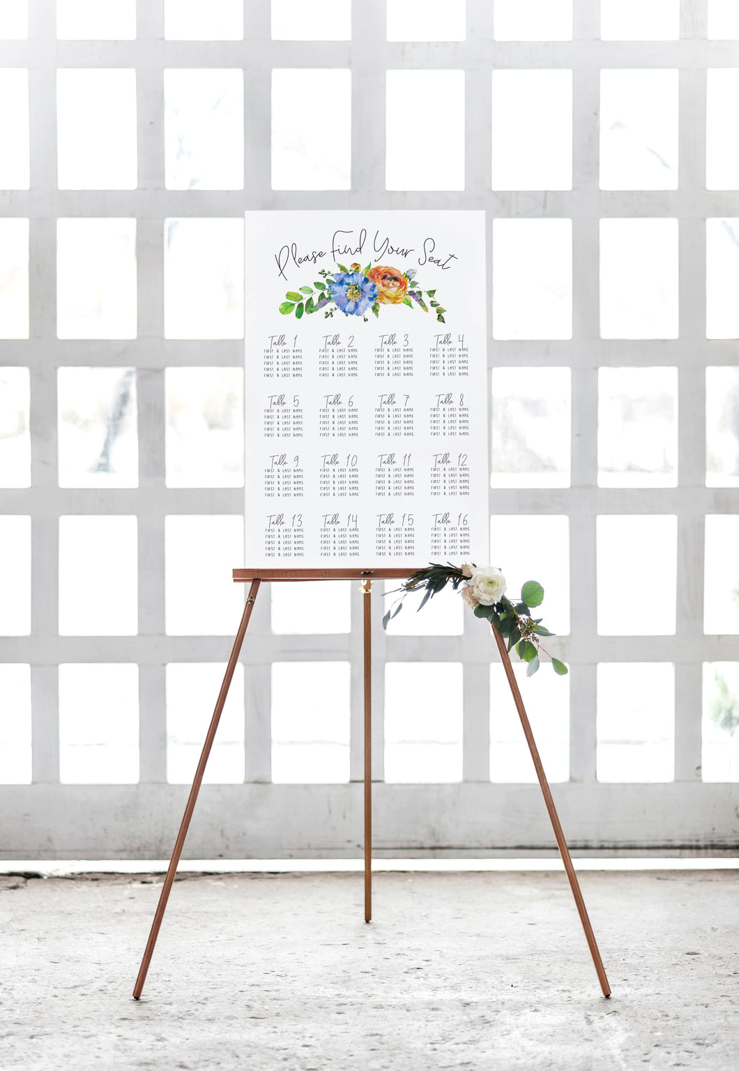 Sweet Country Floral Wedding Seating Chart
