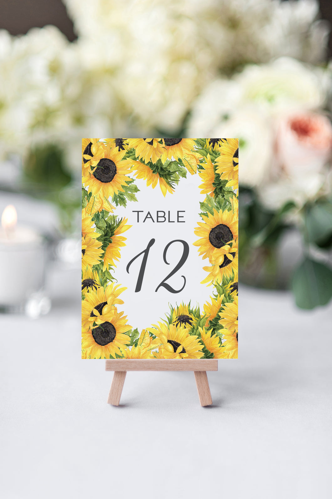 Sunflower Dreams Wedding Table Numbers