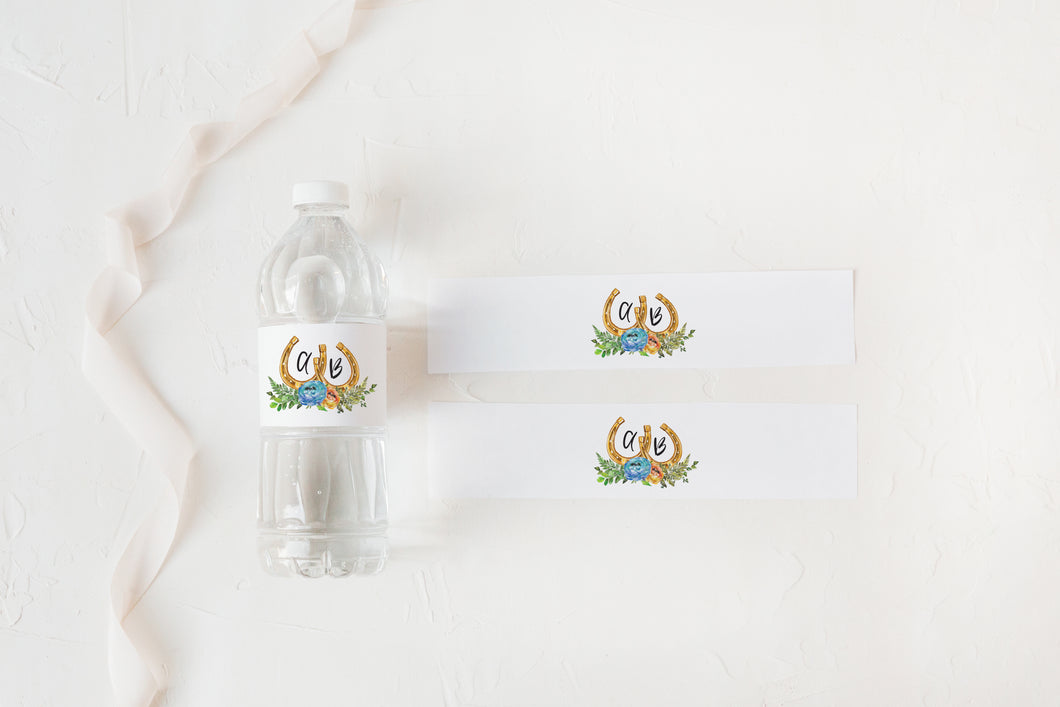Country Floral Wedding Water Bottle Labels