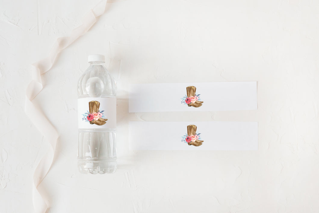 Rustic Summer Chic Wedding Water Bottle Labels
