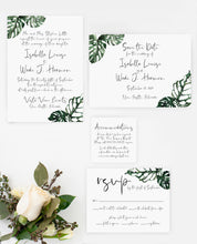 Load image into Gallery viewer, Beautiful Tropical Leaf Wedding Invitation Suite
