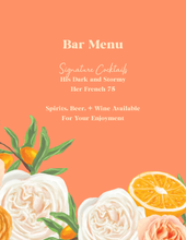 Load image into Gallery viewer, Peach and Orange Citrus Wedding Bar Menu
