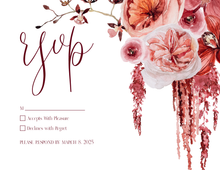 Load image into Gallery viewer, Romantic Pink and Maroon Floral Wedding Invitation Suite
