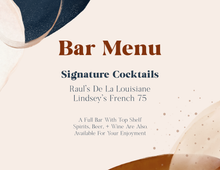 Load image into Gallery viewer, Navy and Terracotta Modern Wedding Bar Menu
