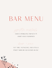 Load image into Gallery viewer, Pink and Blue Modern Wedding Bar Menu
