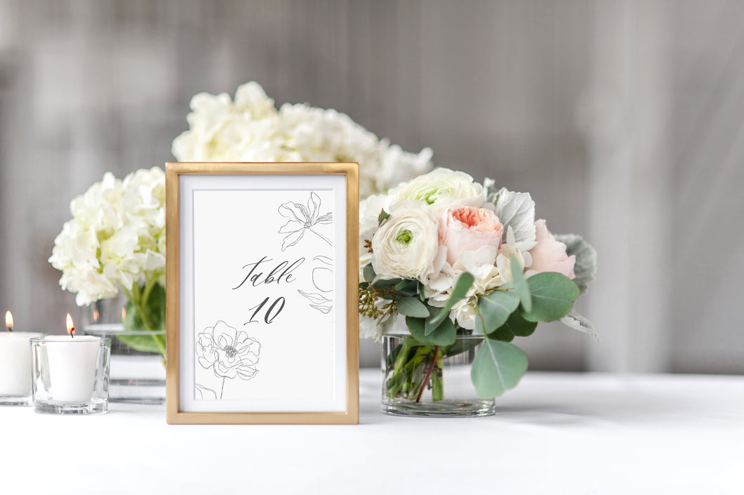 Dreamy Classic Black and White Wedding Table Numbers