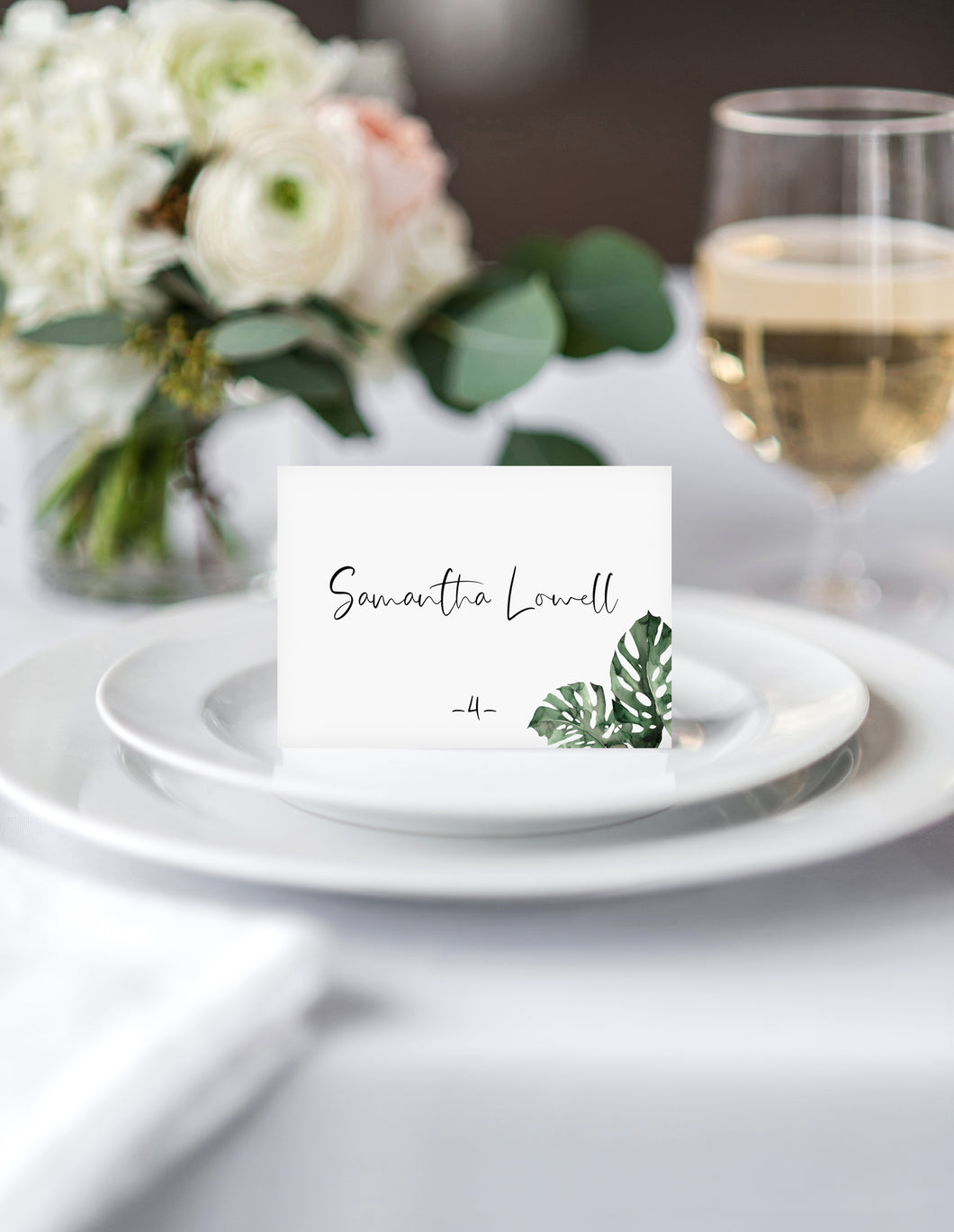 Beautiful Tropical Leaf Wedding Place Card