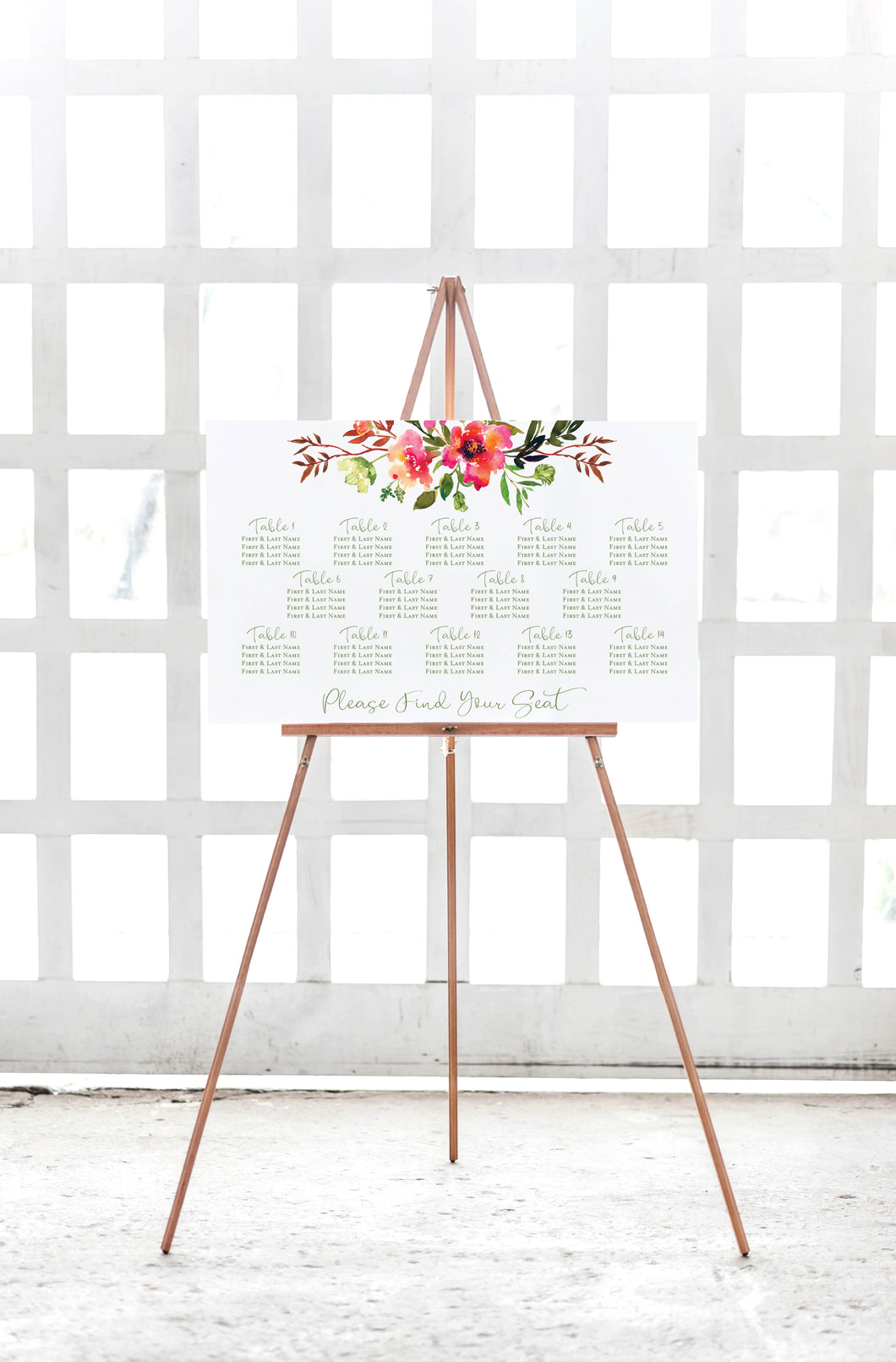 Spring Watercolor Wedding Seating Chart