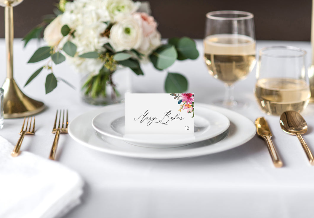 Wildflower Watercolor Wedding Place Cards
